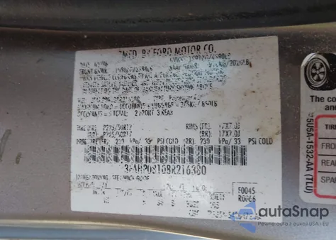 2008 Ford Fusion Sel from USA, damaged, VIN 3FAHP08108R216380